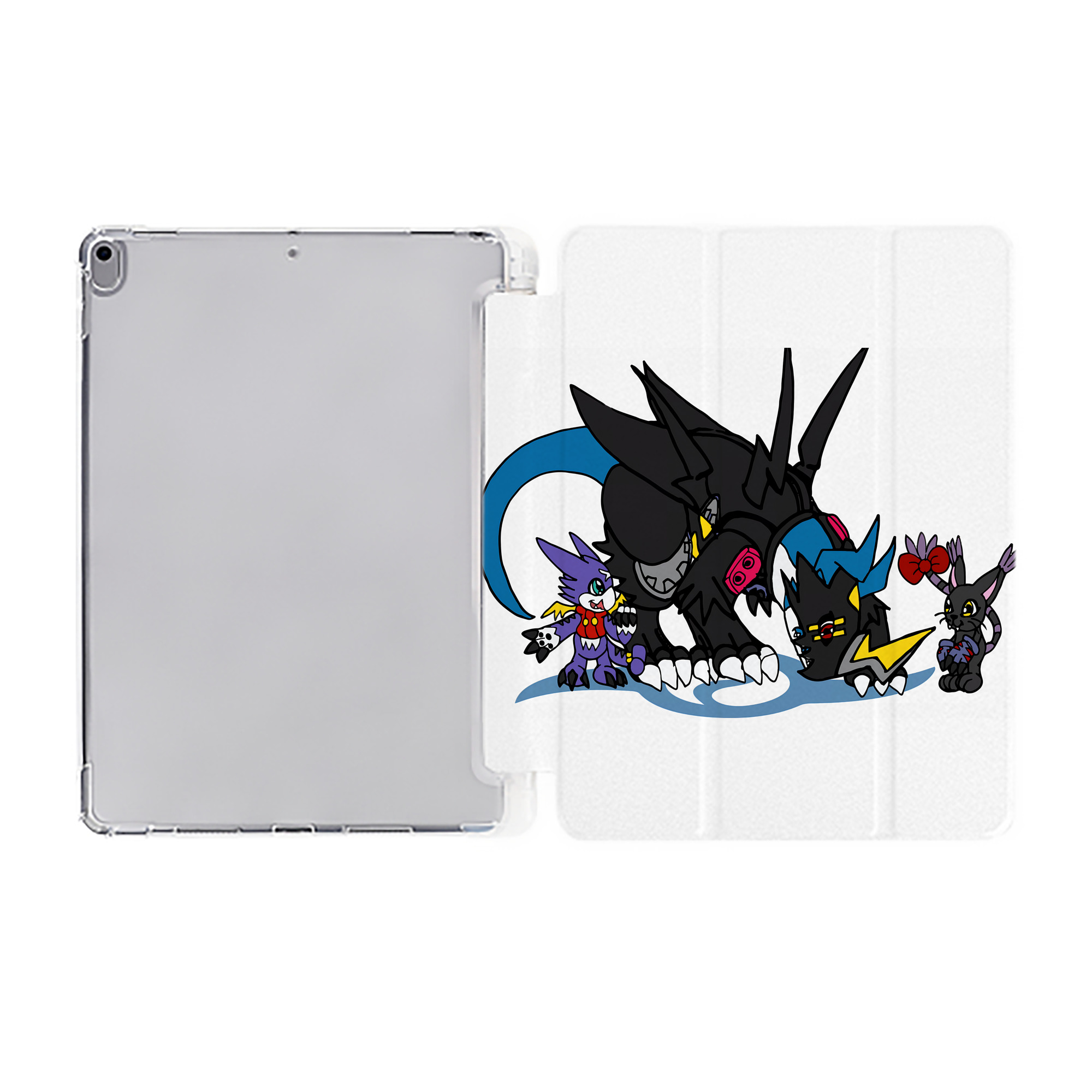 （画像用） Digimon デジタルモンスター/デジモン IPad ケース ペン収納付き 三つ折りスタンド PUレザー×シリコン 対応機種9.5/10.5/10.9インチ